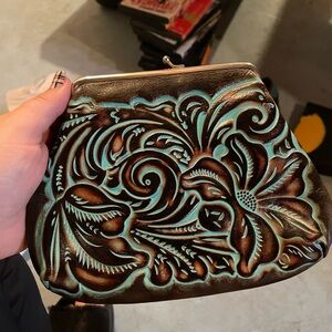 Floral Embossed Clutch